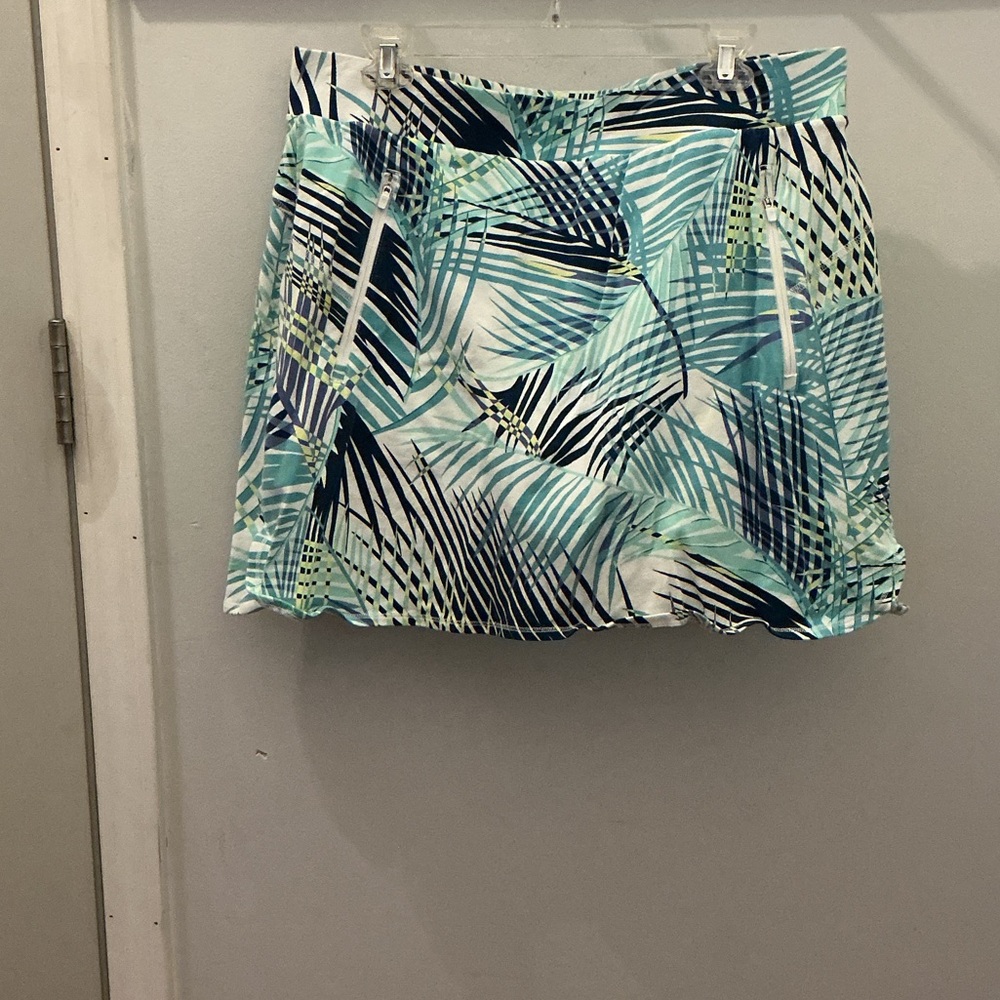Talbots Blue and Green Leaf Print Skort